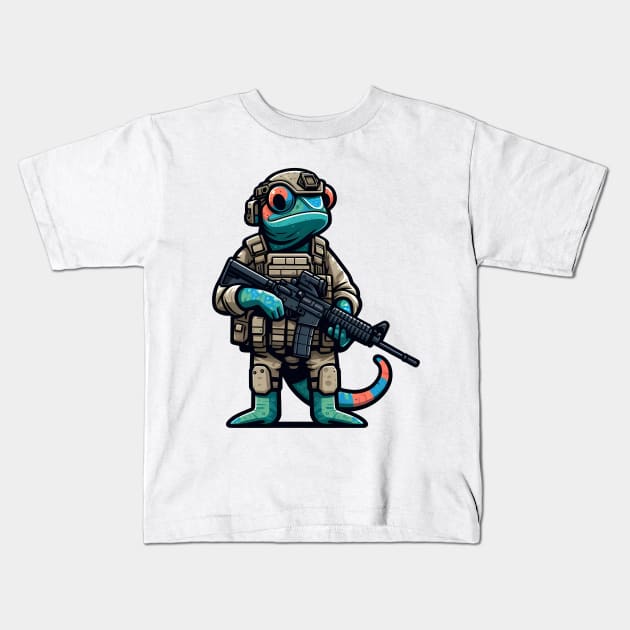 Tactical Cameleon Mastery Tee: Where Style Meets Stealth Kids T-Shirt by Rawlifegraphic